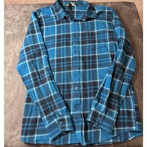 Y2K Volcom Blue Long Sleeve Men's Large Thick Flannel Button Down Shirt